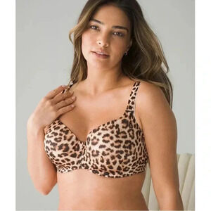 Soma Stunning Support Smooth Balconette Bra Leopard Cheetah Print Size 42DD